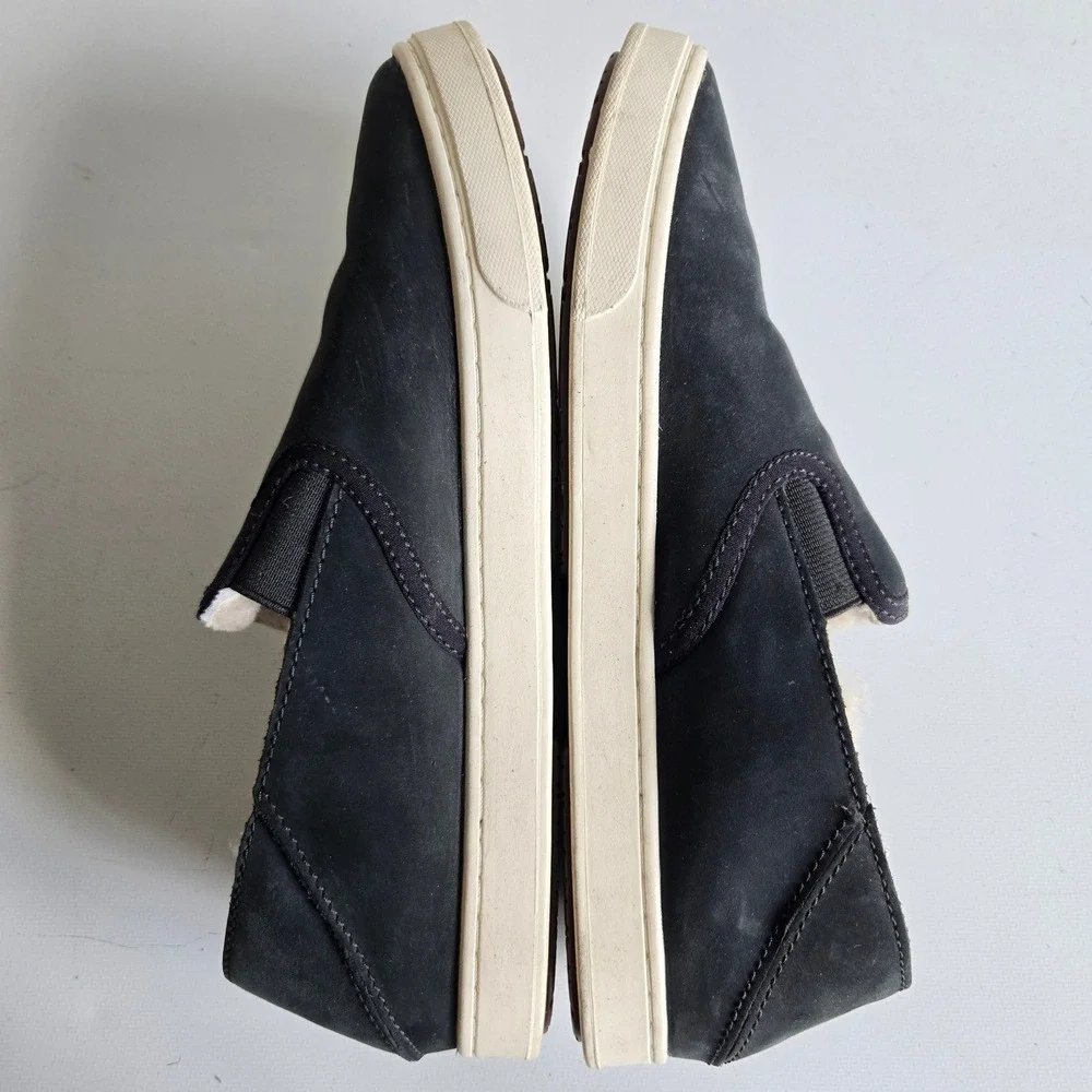 Olukai Pehuea Heu Black Leather Shearling Lined Slip On‎ Sneakers Womens 8 20391